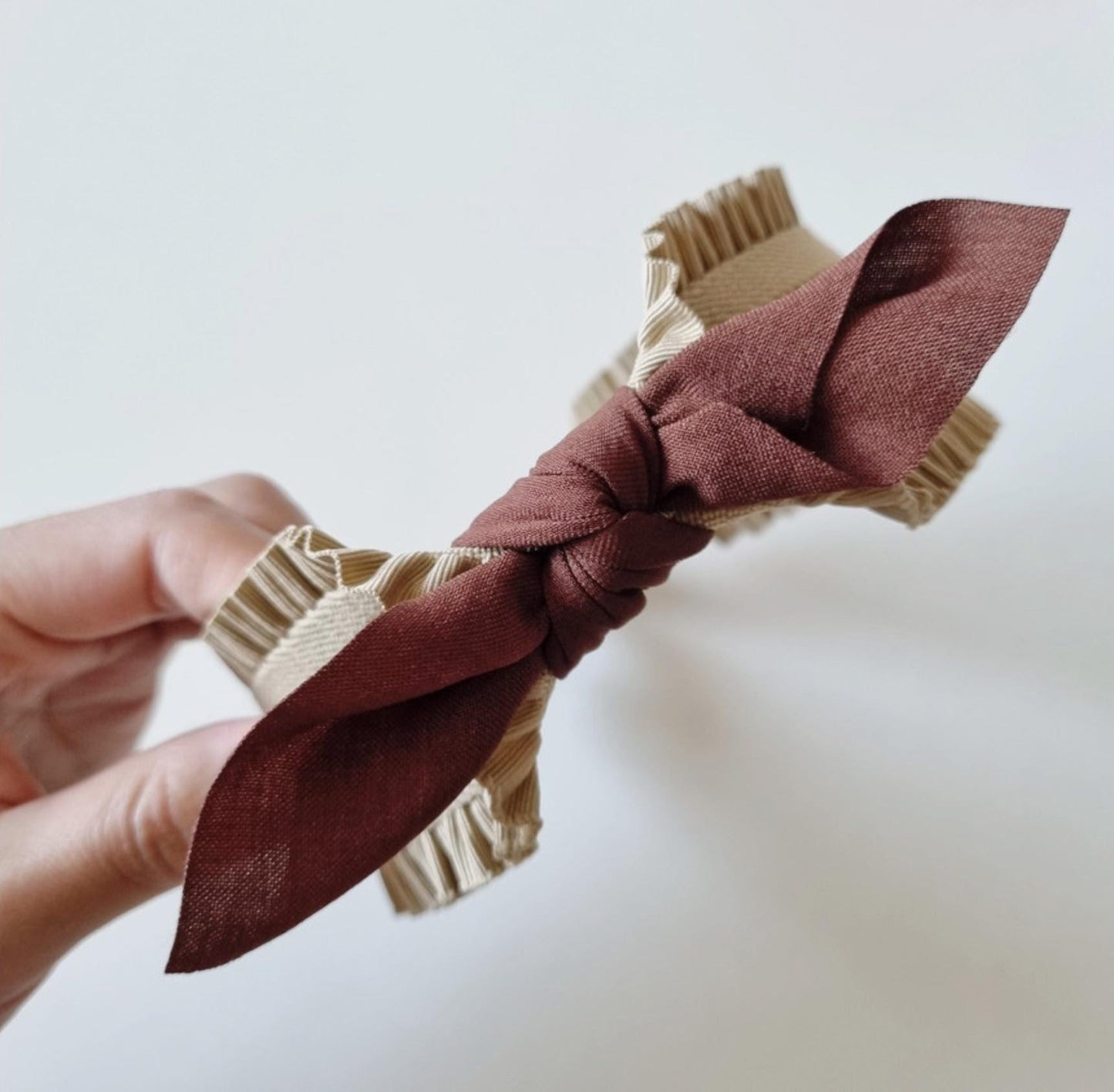 Ruffle Scarf Bow Headband – Detachable Ribbon Hairband girl daily school hairband with lettering mom and daughter style [with Pinkluvme]