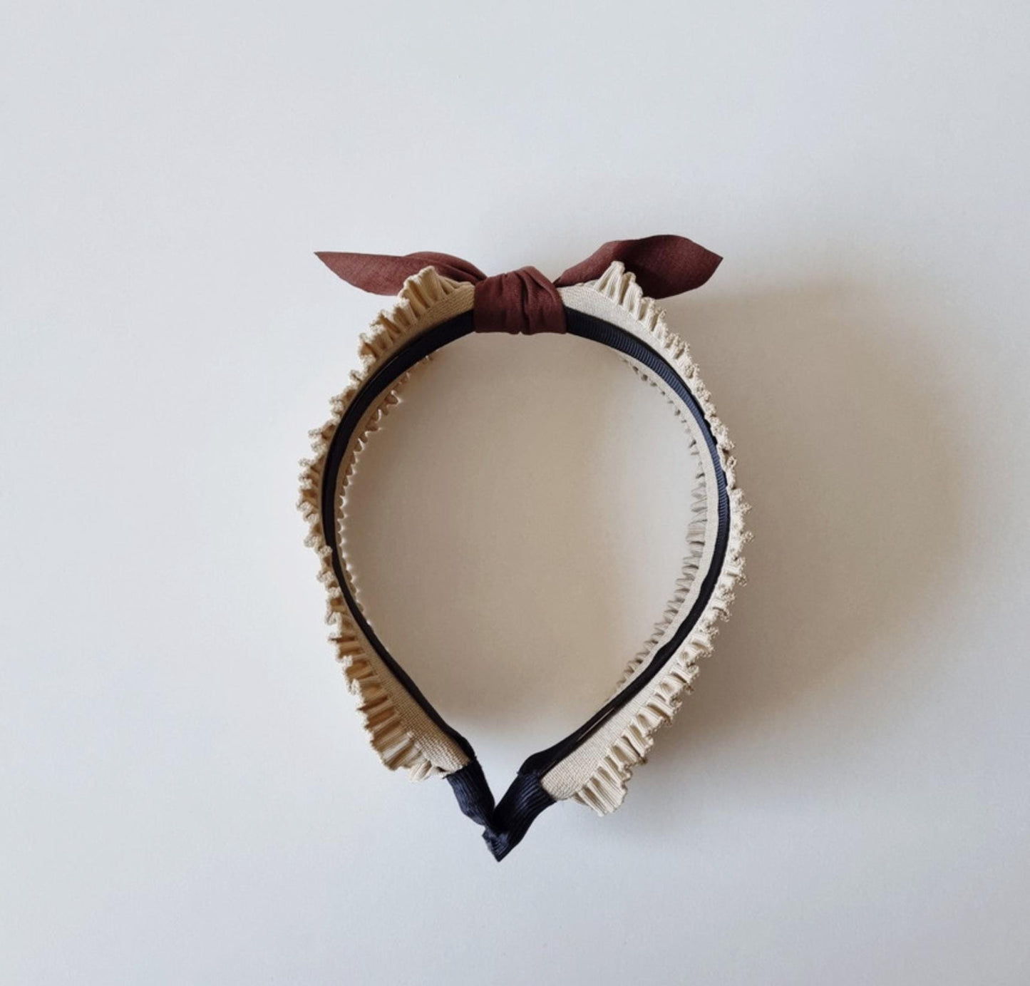 Ruffle Scarf Bow Headband – Detachable Ribbon Hairband girl daily school hairband with lettering mom and daughter style [with Pinkluvme]