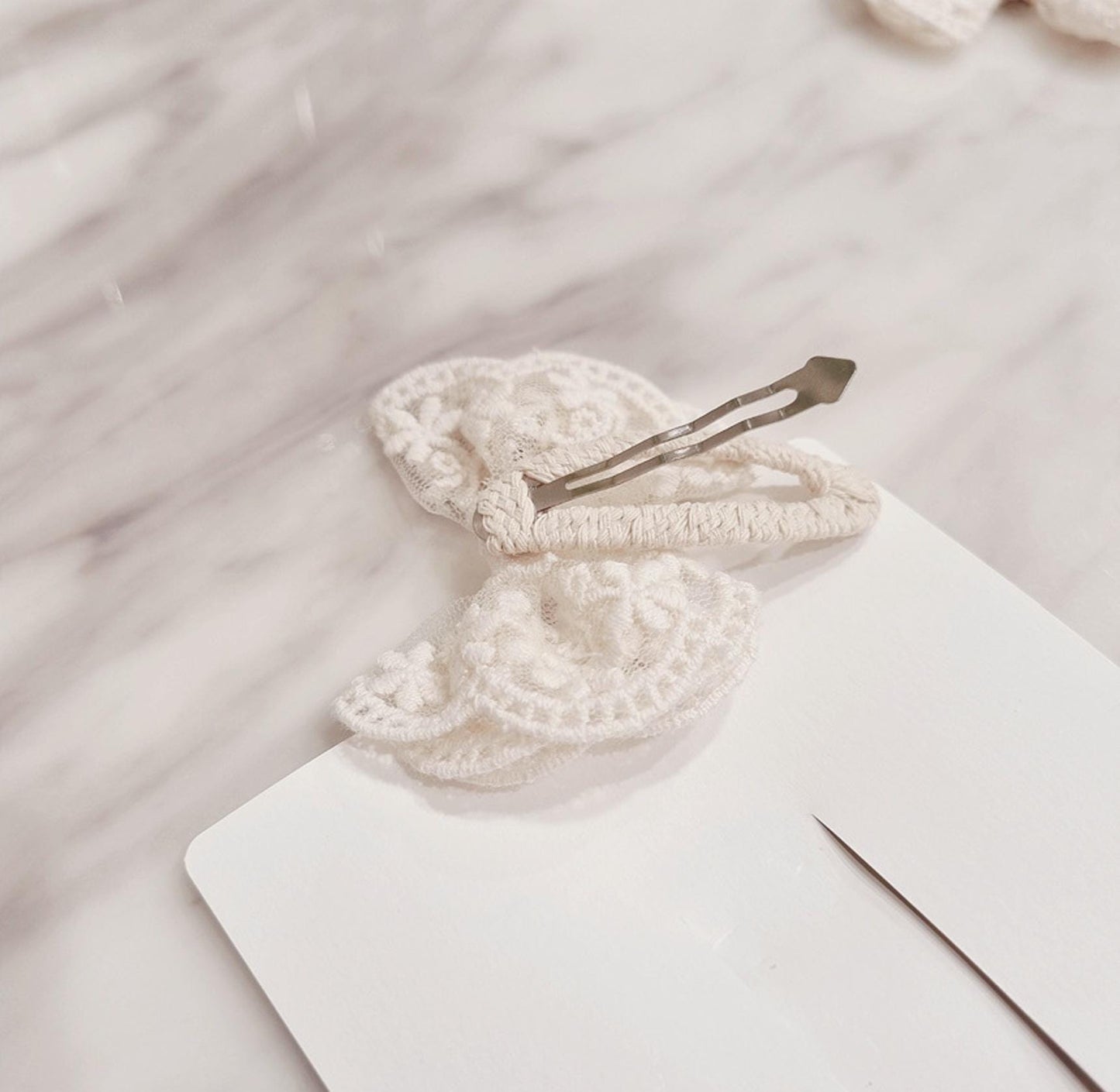 Floral Lace Bow Hair Clip boho style handmade snap clip mom and daughter matching style Korean lace fashion safe for child [with Pinkluvme]