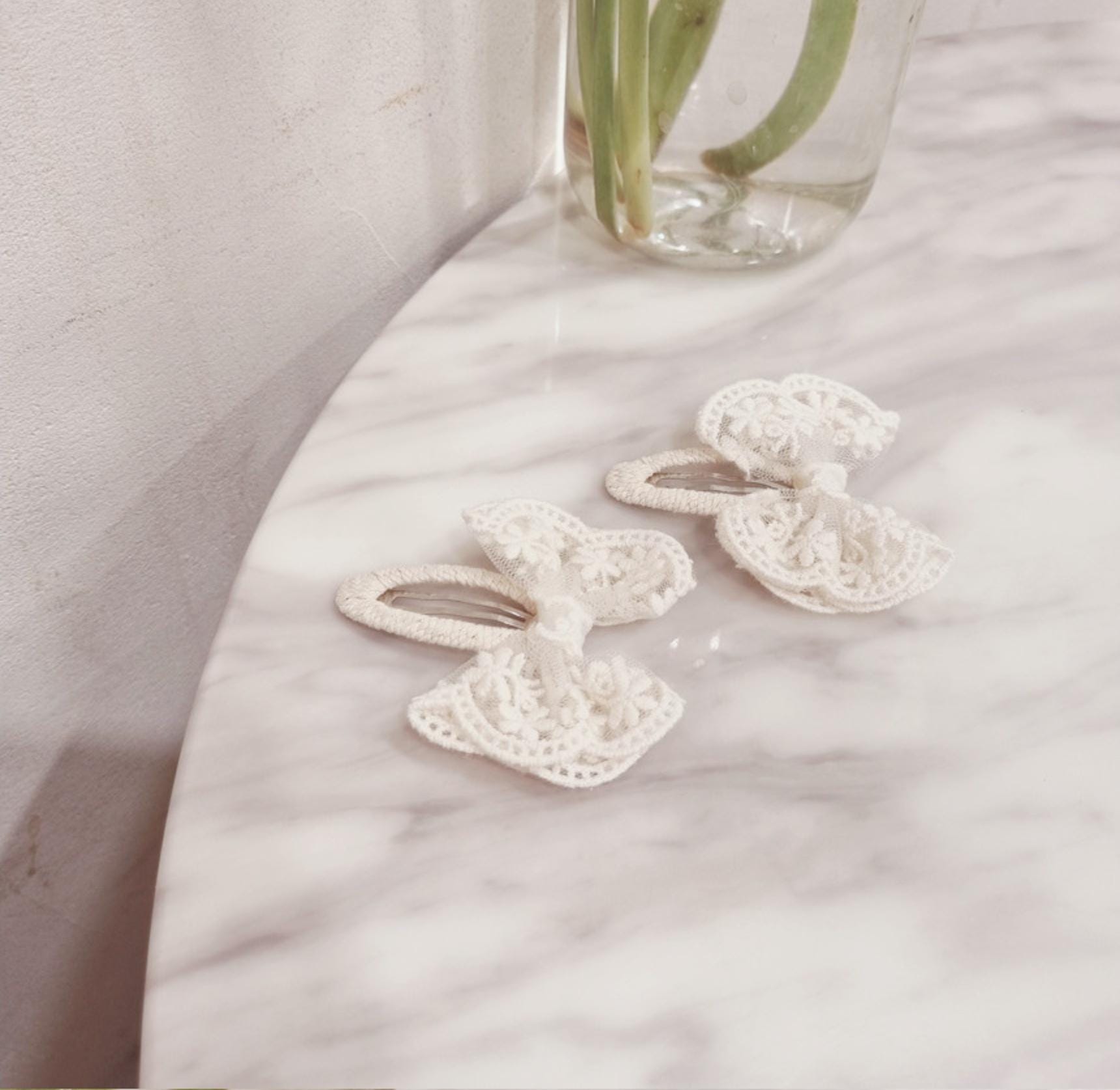 Floral Lace Bow Hair Clip boho style handmade snap clip mom and daughter matching style Korean lace fashion safe for child [with Pinkluvme]