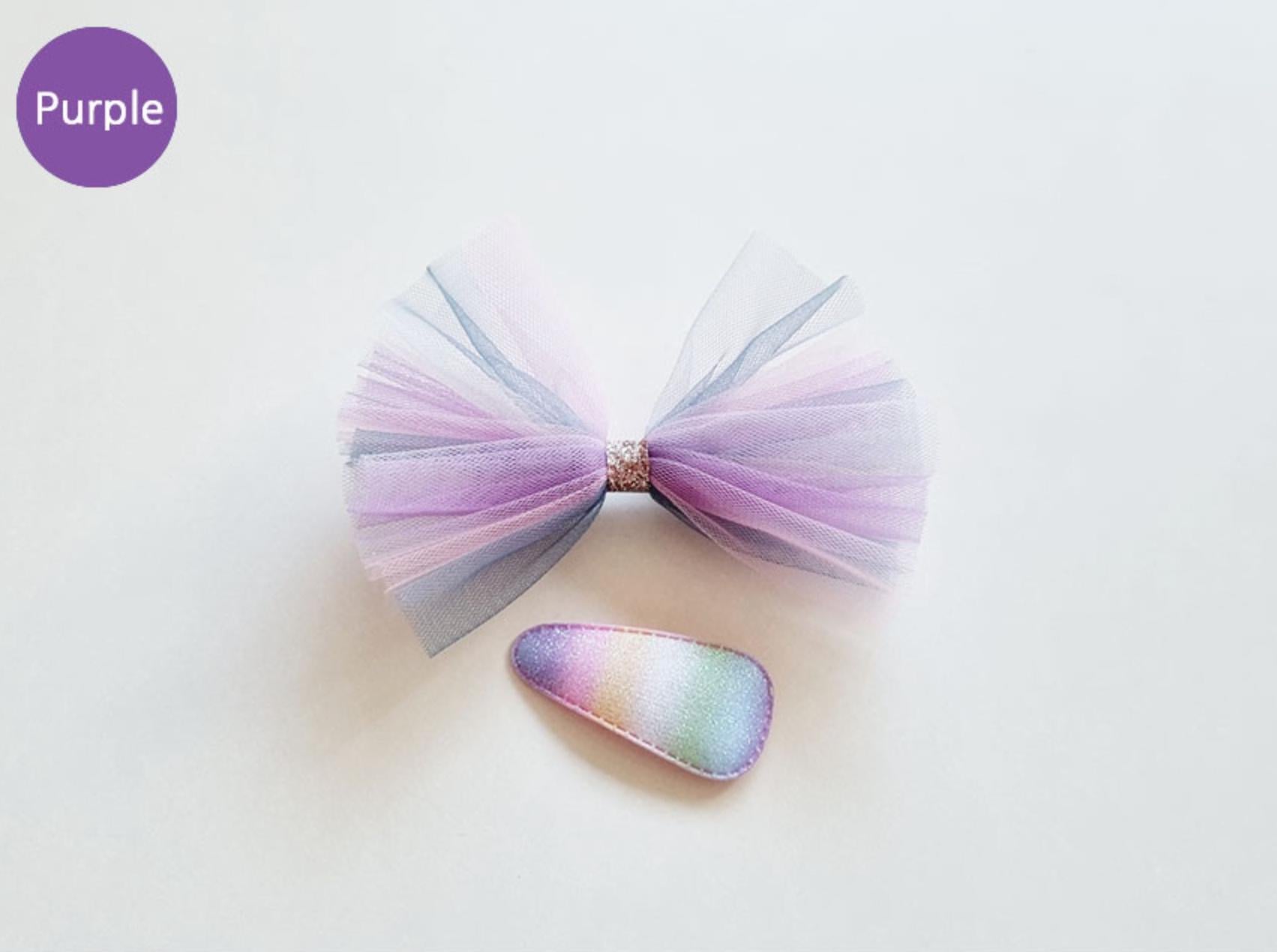 Pastel Dream Chiffon Ribbon Hair Clip Set free random rainbow snap clip Korean handmade Kpop idol birthday party princess [with Pinkluvme]
