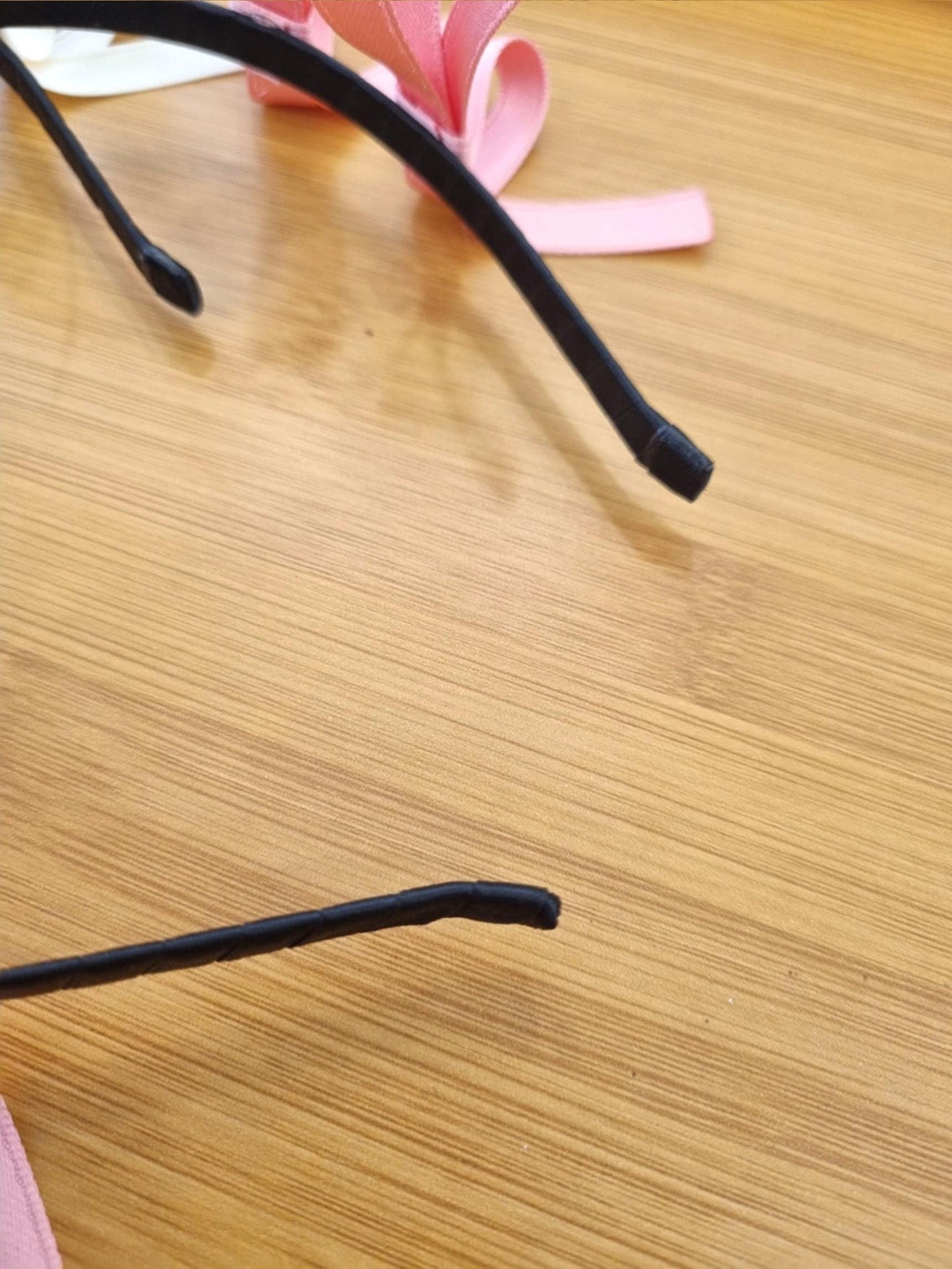 Balletcore Double Ribbon Headband Korean handmade idol style two bows on side black pink ivory kids adult satin finish [with Pinkluvme]