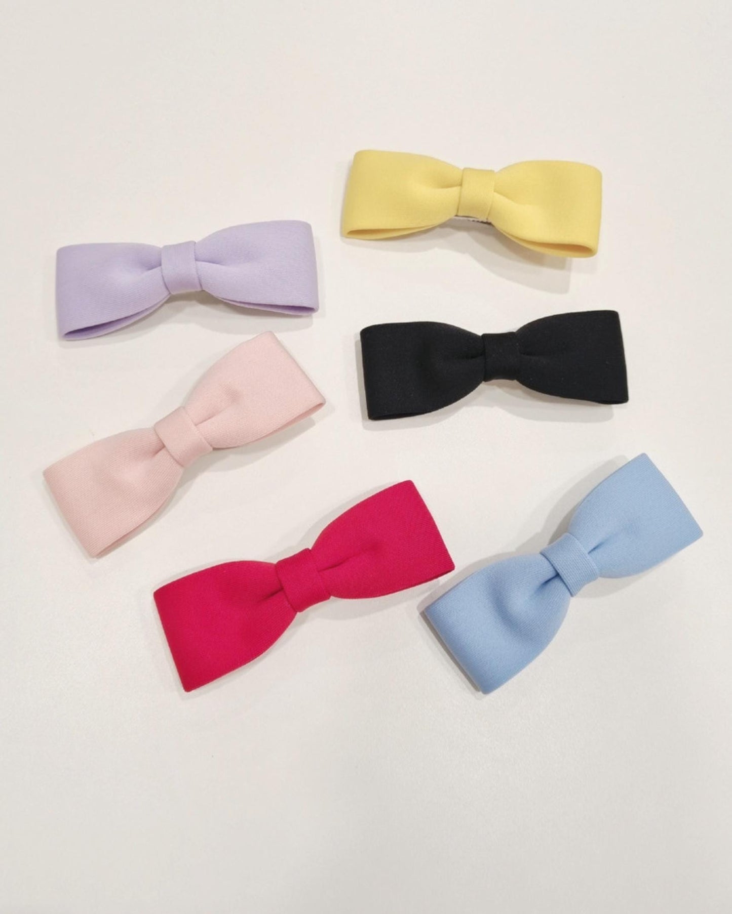 Basic & Gingham Check Ribbon Hair Clip Set child safe hypoallergenic nickel free alligator clip 7 colors handmade in Korea [with Pinkluvme]