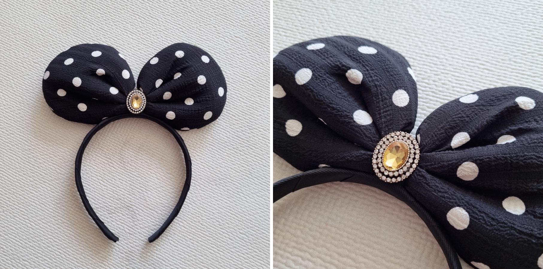 Polka Dot Party Bow Headband Handmade with Gem amusement park hairband theme park minnie snow white princess halloween hair [with Pinkluvme]
