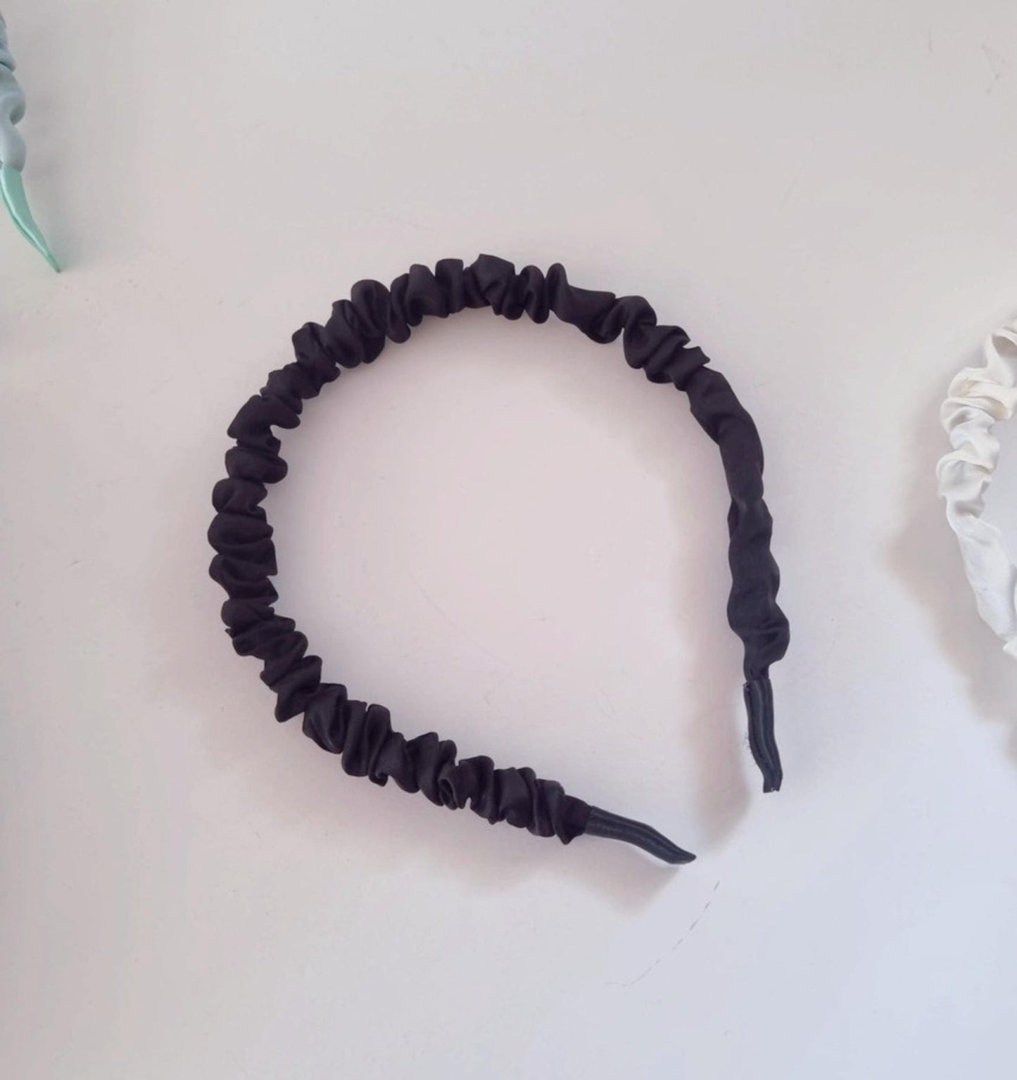 Silky Ruched Fabric Headband free size adult and children mom and daughter classic timeless pink ivory beige blue black [with Pinkluvme]