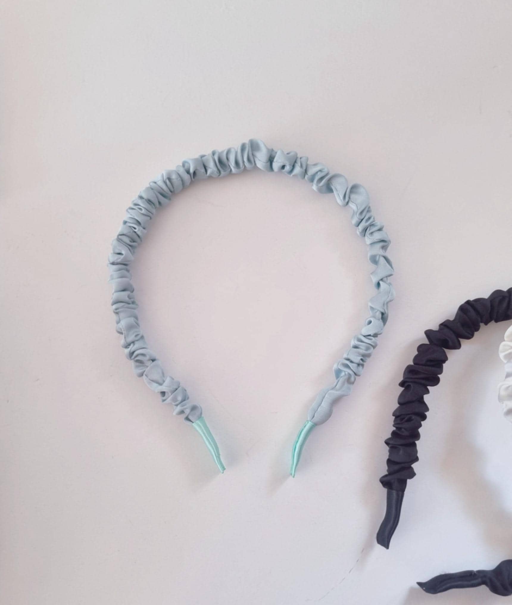 Silky Ruched Fabric Headband free size adult and children mom and daughter classic timeless pink ivory beige blue black [with Pinkluvme]