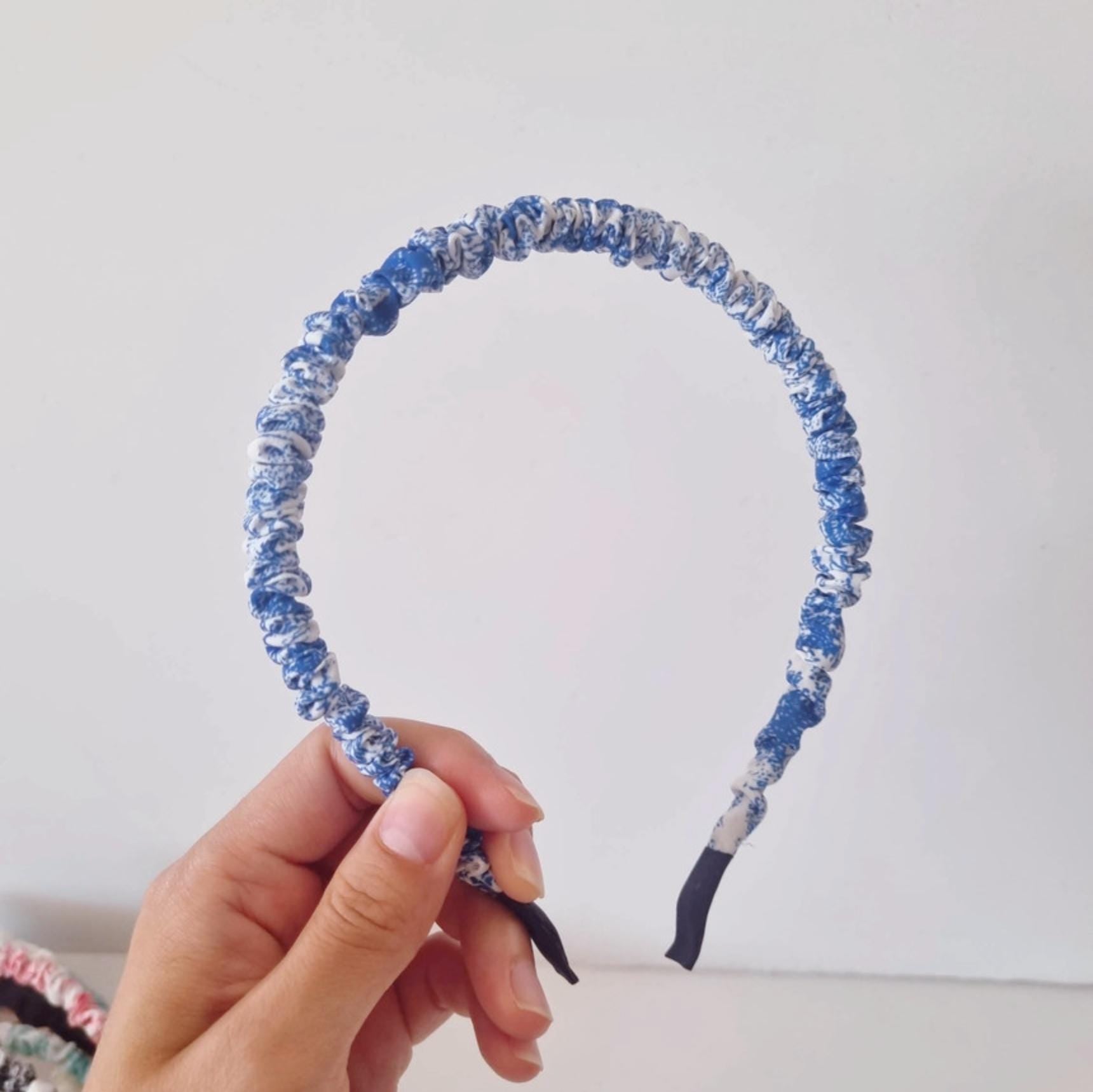 Thin Ruched Fabric Headband Pastel Paisley Pattern daily ootd mother and daughter classy summer spring wrinkled handmade [with Pinkluvme]