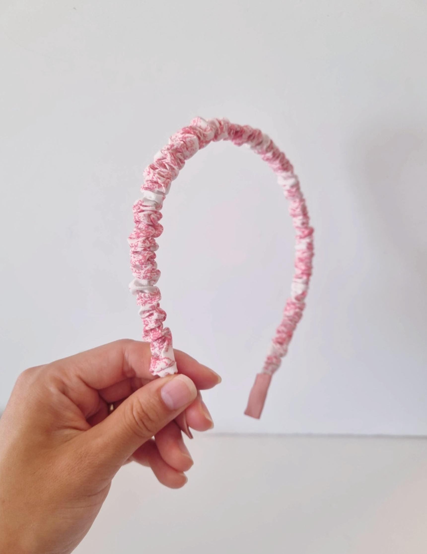 Thin Ruched Fabric Headband Pastel Paisley Pattern daily ootd mother and daughter classy summer spring wrinkled handmade [with Pinkluvme]