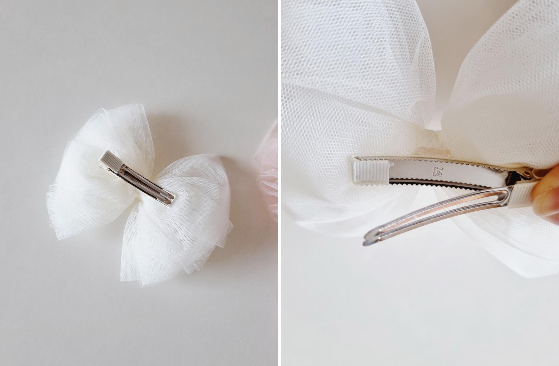 Baby’s Breath Chiffon Pearl Bow Clip hypoallergenic nickel free alligator clip party formal baby shower photoshoot wedding [with Pinkluvme]