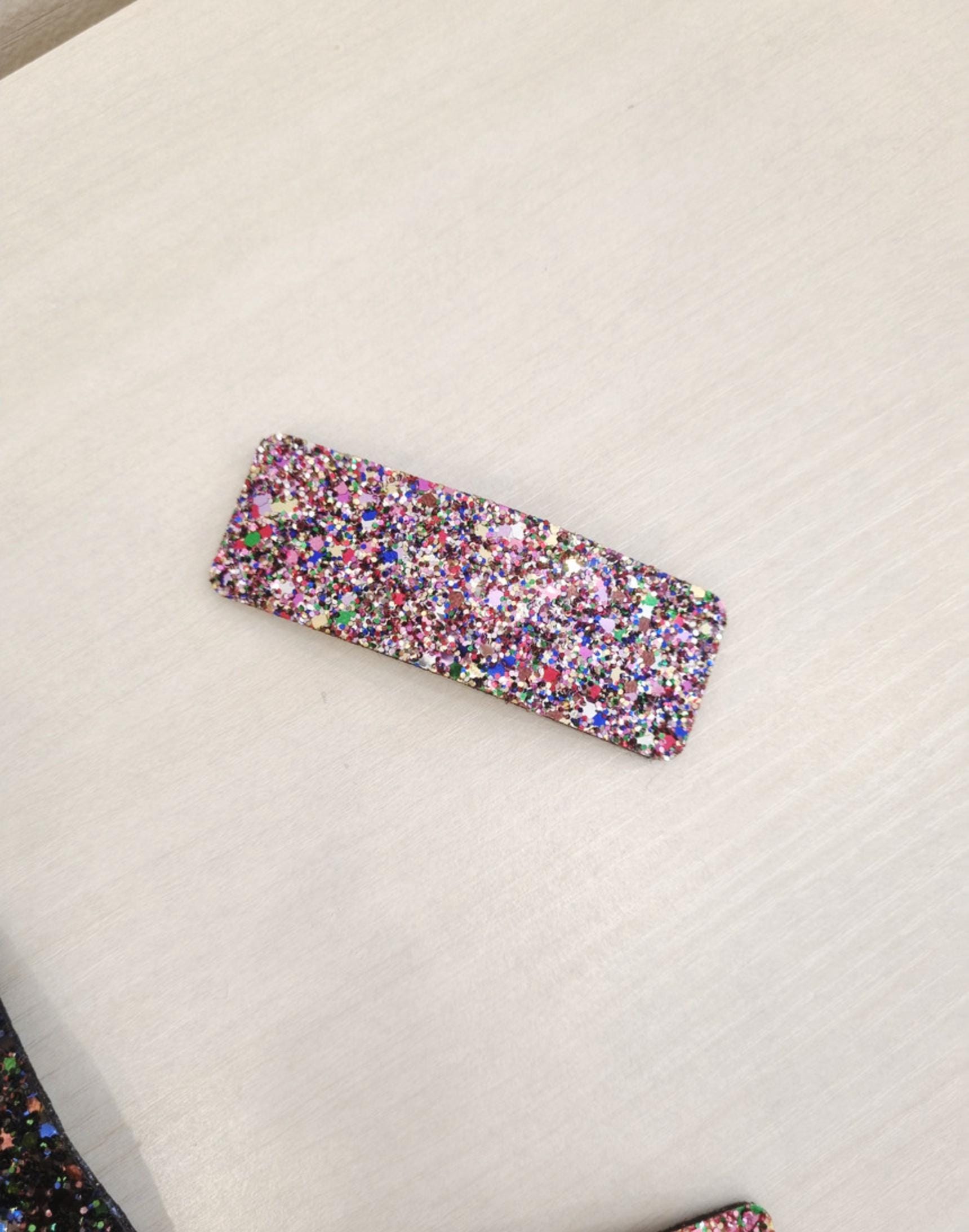 Disco Glitter Snap Hair Clips 4 colors 2 sizes Square Sparkle Pin kids retro 70s 80s party Korean Kpop idol fashion filming [with Pinkluvme]