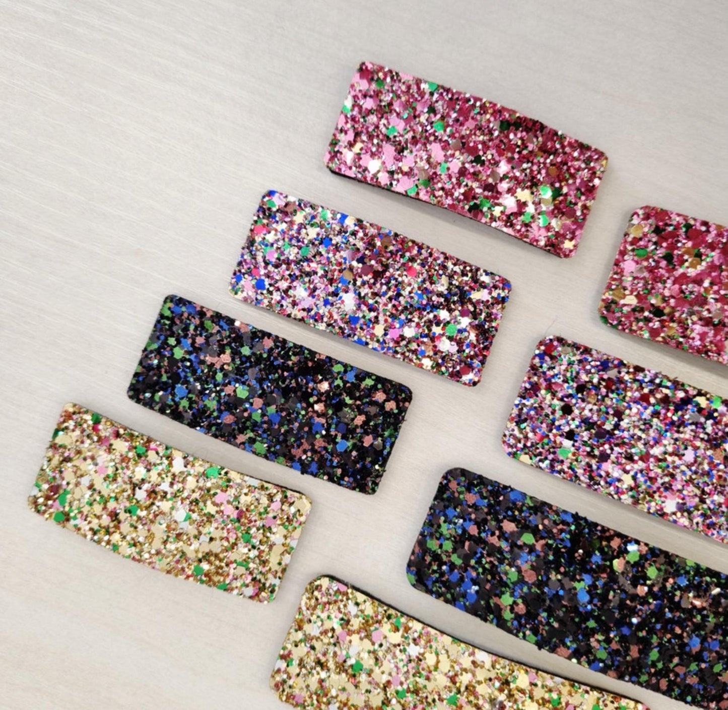 Disco Glitter Snap Hair Clips 4 colors 2 sizes Square Sparkle Pin kids retro 70s 80s party Korean Kpop idol fashion filming [with Pinkluvme]