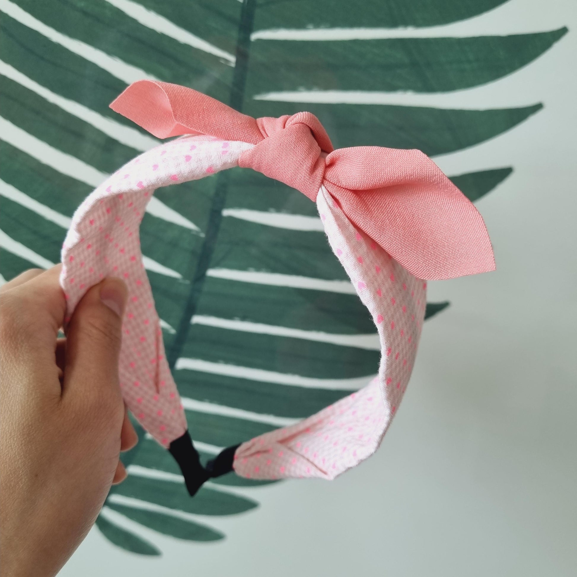 Polka Dot Checkered Bandana Headband bow ribbon pink polka dots free smiley daisy hair tie [with Pinkluvme]