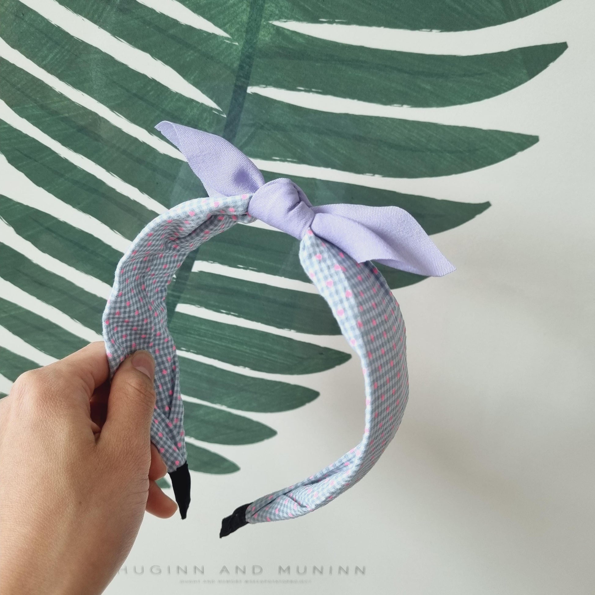 Polka Dot Checkered Bandana Headband bow ribbon pink polka dots free smiley daisy hair tie [with Pinkluvme]