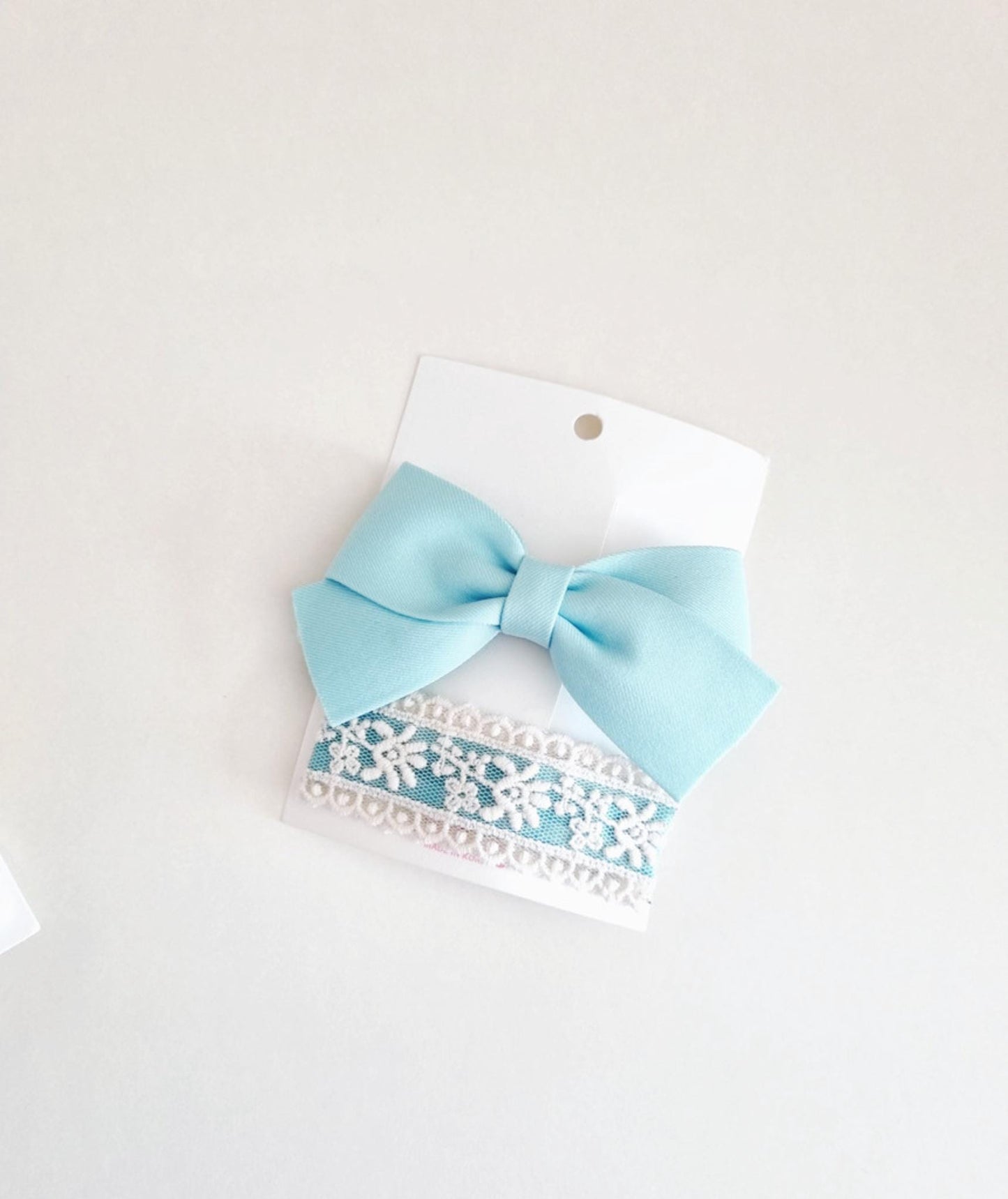 Pastel Cotton Solid Ribbon Hair Clips 2-Piece Set hypoallergenic no nickel clip free lace snap clip Korean handmade formal [with Pinkluvme]