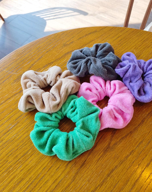 Terry Towel Scrunchies – 5 Vivid Colors Handmade in Korea [with Pinkluvme]