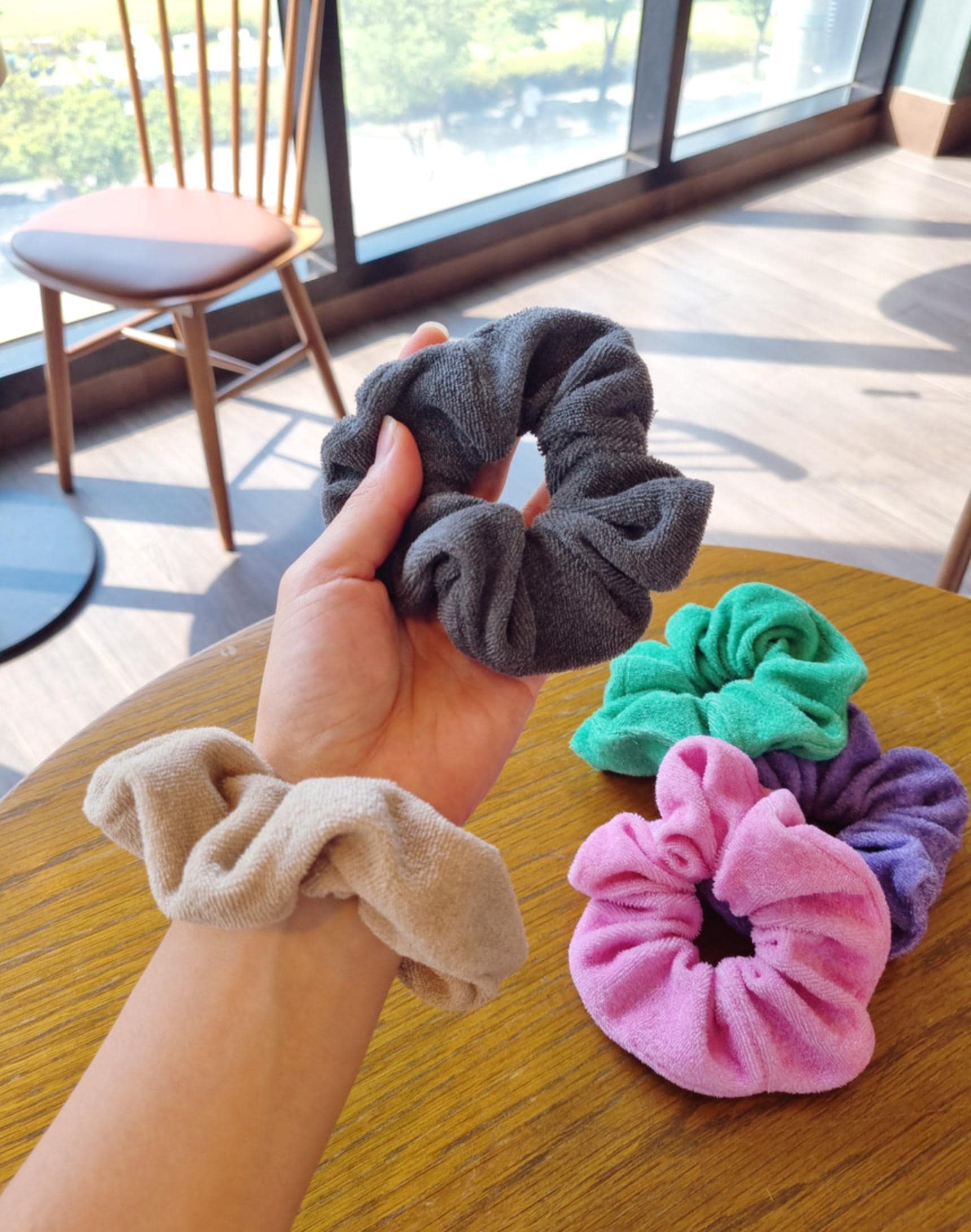 Terry Towel Scrunchies – 5 Vivid Colors Handmade in Korea [with Pinkluvme]