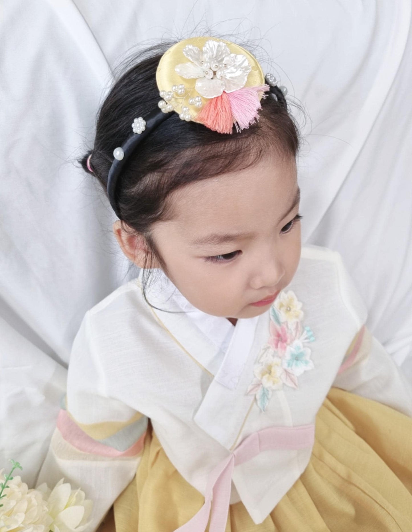 Mother-of-Pearl Style Blossom Hanbok Headband Korean traditional chuseok seollal Kpop photoshoot doljanchi newborn birthday [with Pinkluvme]