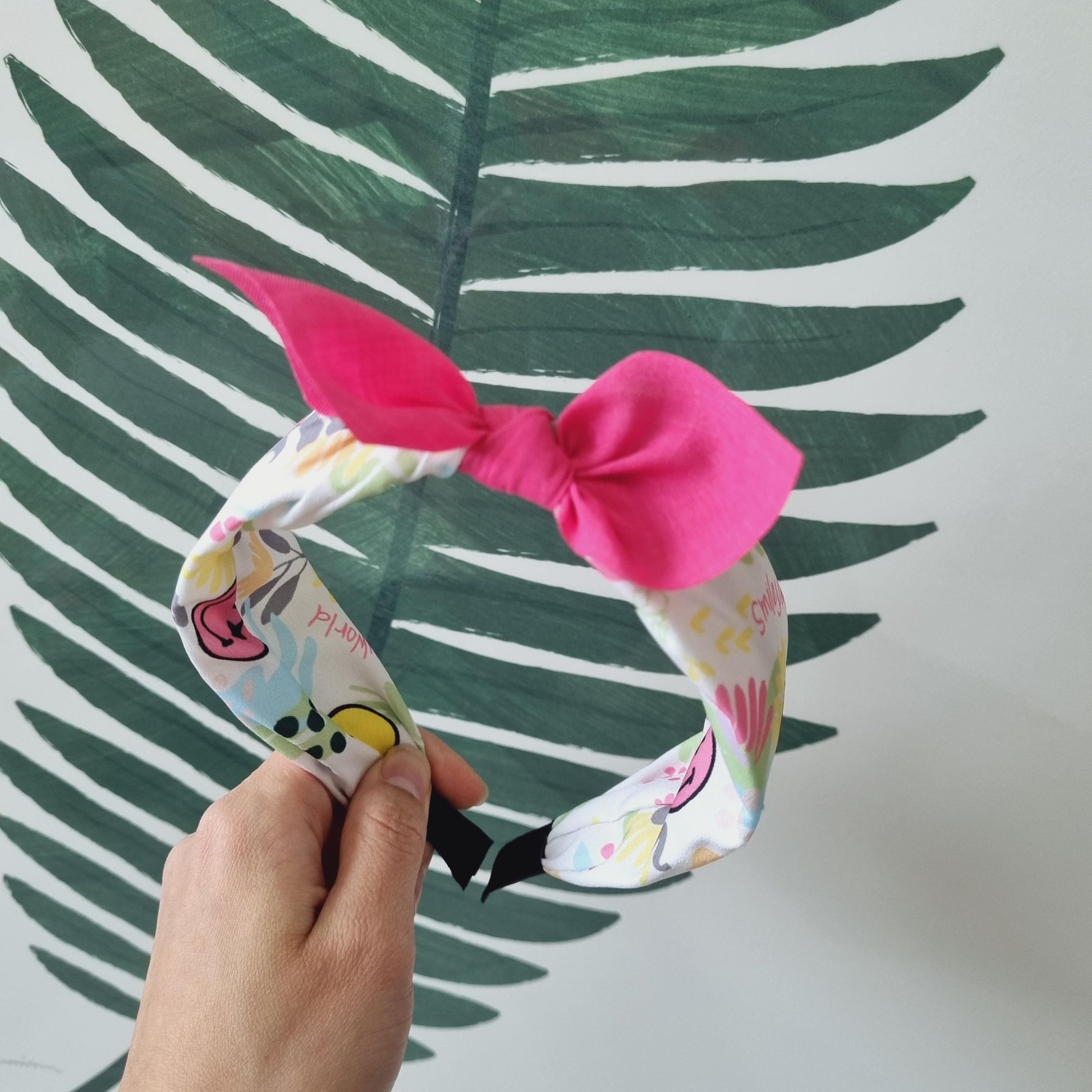 Aloha Smile Fabric Headband for Kids handmade in Korea summer vacation look beach party fun poppy school smiley face vivid [with Pinkluvme]