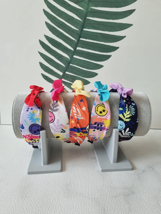 Aloha Smile Fabric Headband for Kids handmade in Korea summer vacation look beach party fun poppy school smiley face vivid [with Pinkluvme]