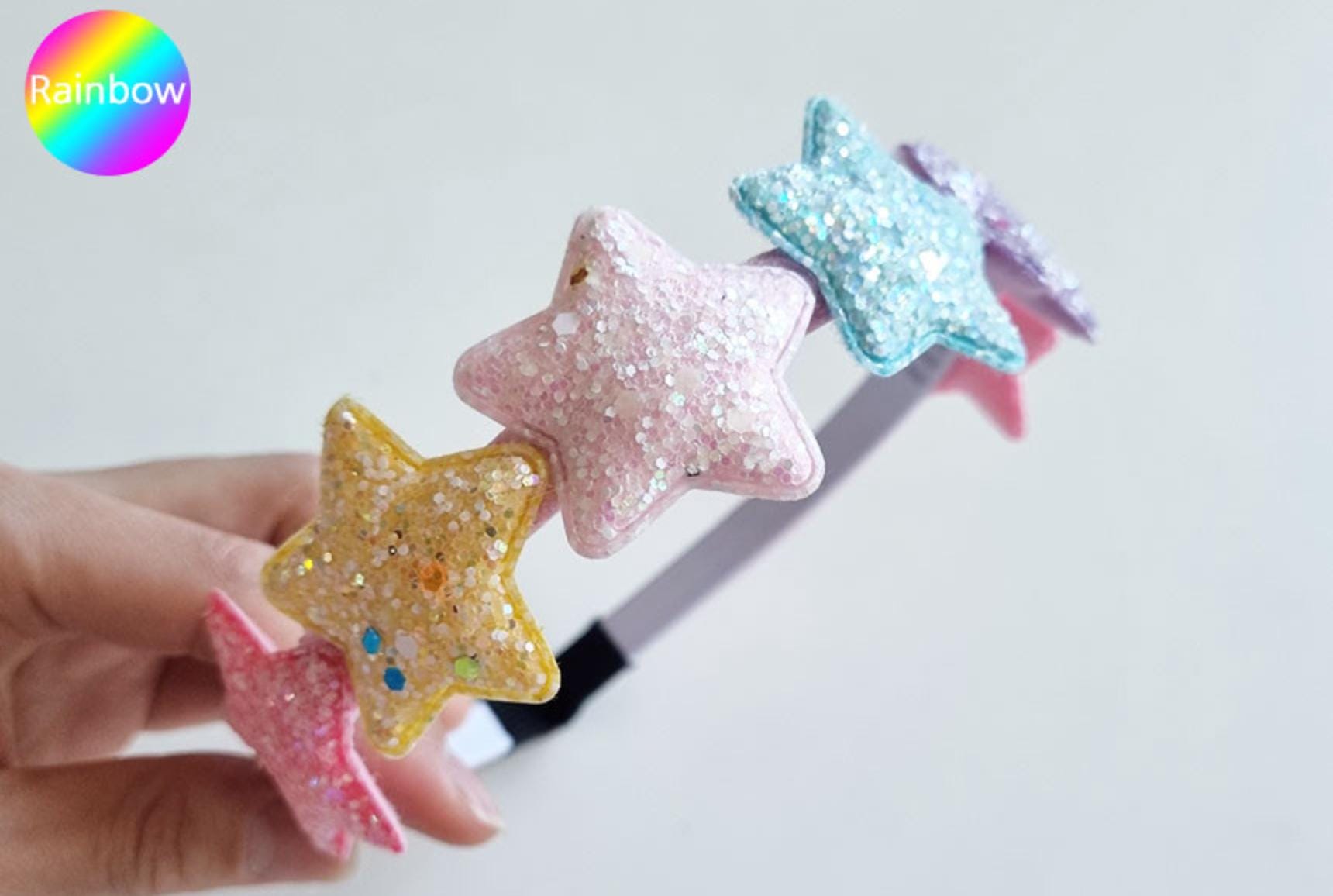 Glitter Glow-in-the-dark Sparkle Star Headband Handmade Kpop idol style fashion hair party birthday Halloween hairband [with Pinkluvme]