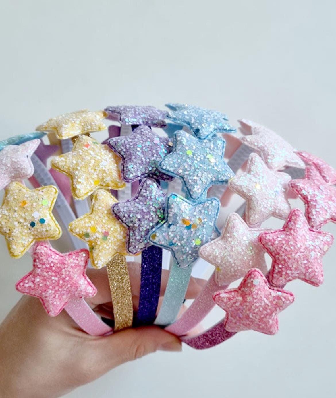 Glitter Glow-in-the-dark Sparkle Star Headband Handmade Kpop idol style fashion hair party birthday Halloween hairband [with Pinkluvme]