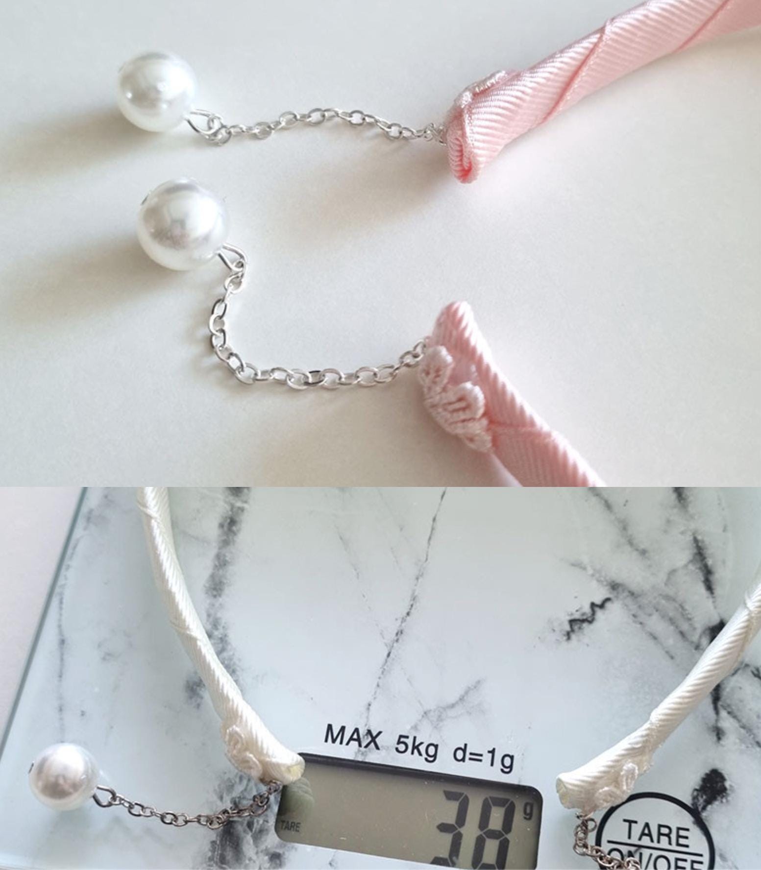Sparkle Princess Tiara Headband Queen fluffy faux pearl earring handcrafted lightweight pink shades peach white Kpop idol [with Pinkluvme]