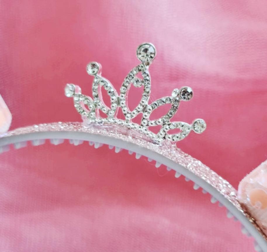 Sparkle Bunny Tiara Headband Handcrafted Peach purple pink rainbow sequin glitter band photoshoot cosplay kpop idol party [with Pinkluvme]