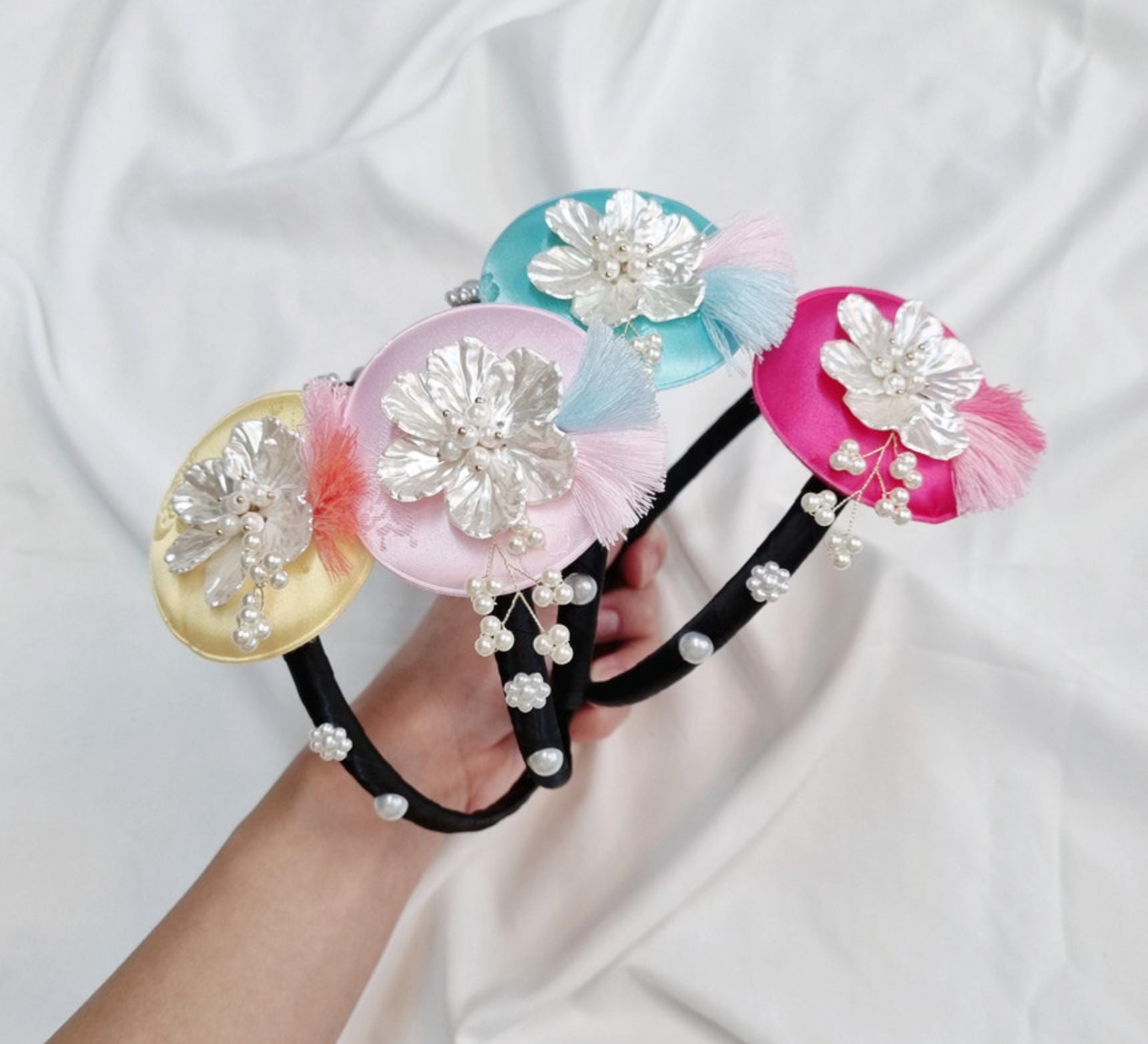 Mother-of-Pearl Style Blossom Hanbok Headband Korean traditional chuseok seollal Kpop photoshoot doljanchi newborn birthday [with Pinkluvme]