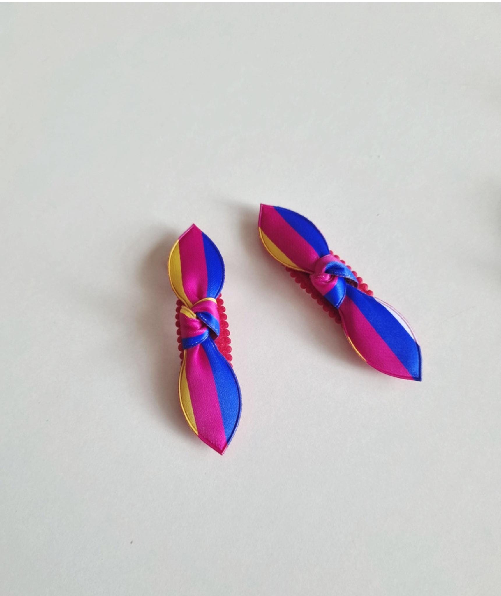 Korean Saekdong Hair Clip Set 2 pcs Lightweight Hanbok Ribbon Pin limited supplies cannot restock 3 types Kpop pigtail [with Pinkluvme]