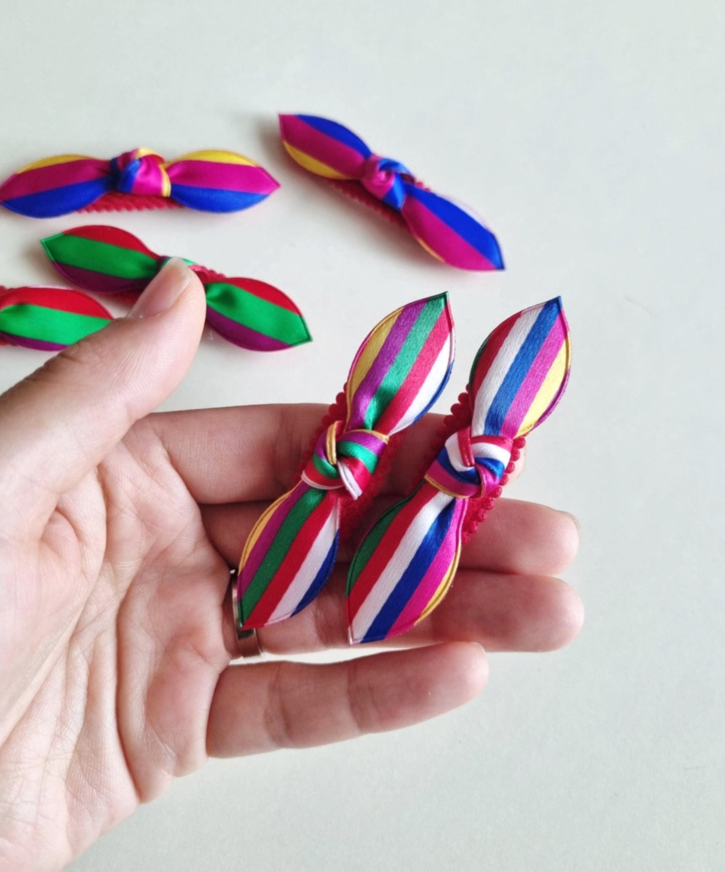 Korean Saekdong Hair Clip Set 2 pcs Lightweight Hanbok Ribbon Pin limited supplies cannot restock 3 types Kpop pigtail [with Pinkluvme]