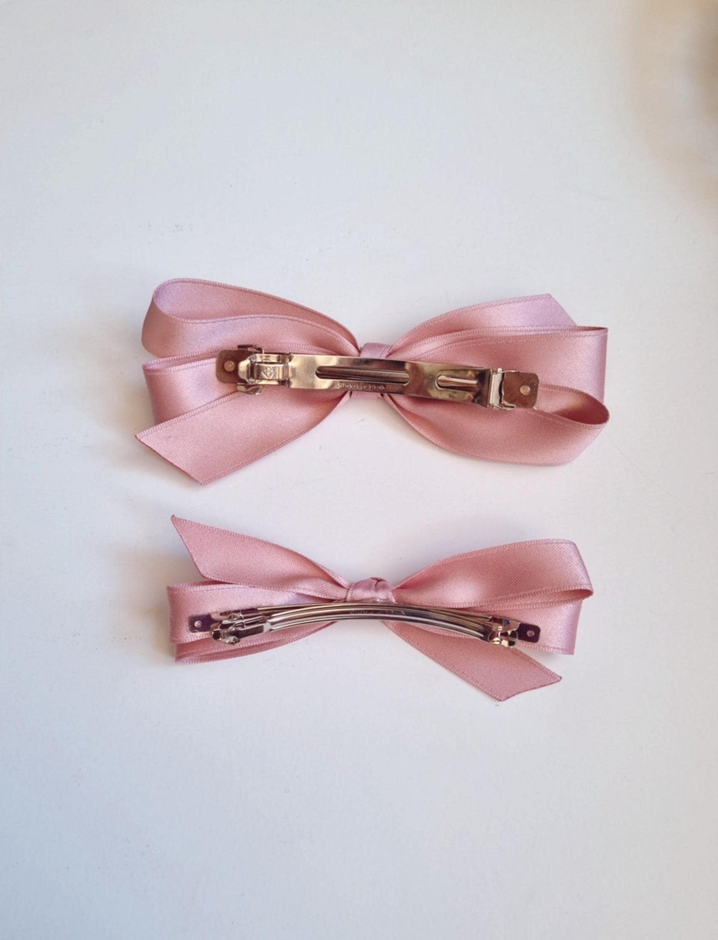 Classic Satin Bow Hair Barrette Medium & Large Sizes available in 6 colors Handmade in Korea 15 yrs experience mom and girl [with Pinkluvme]