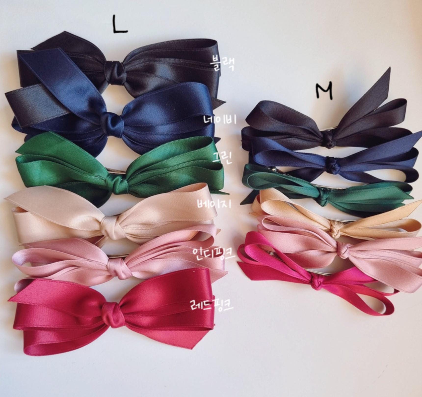 Classic Satin Bow Hair Barrette Medium & Large Sizes available in 6 colors Handmade in Korea 15 yrs experience mom and girl [with Pinkluvme]