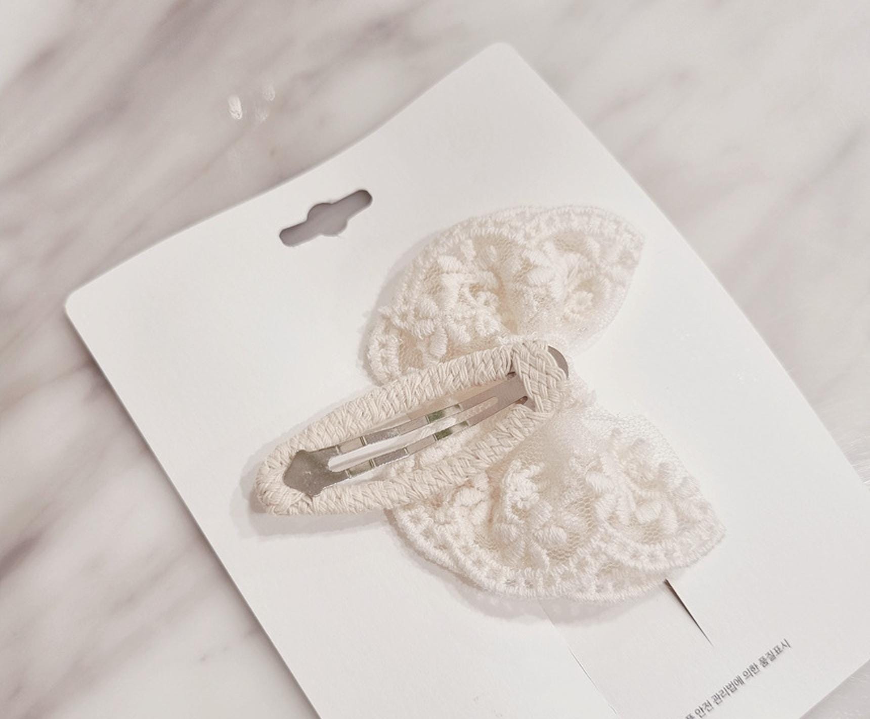 Floral Lace Bow Hair Clip boho style handmade snap clip mom and daughter matching style Korean lace fashion safe for child [with Pinkluvme]