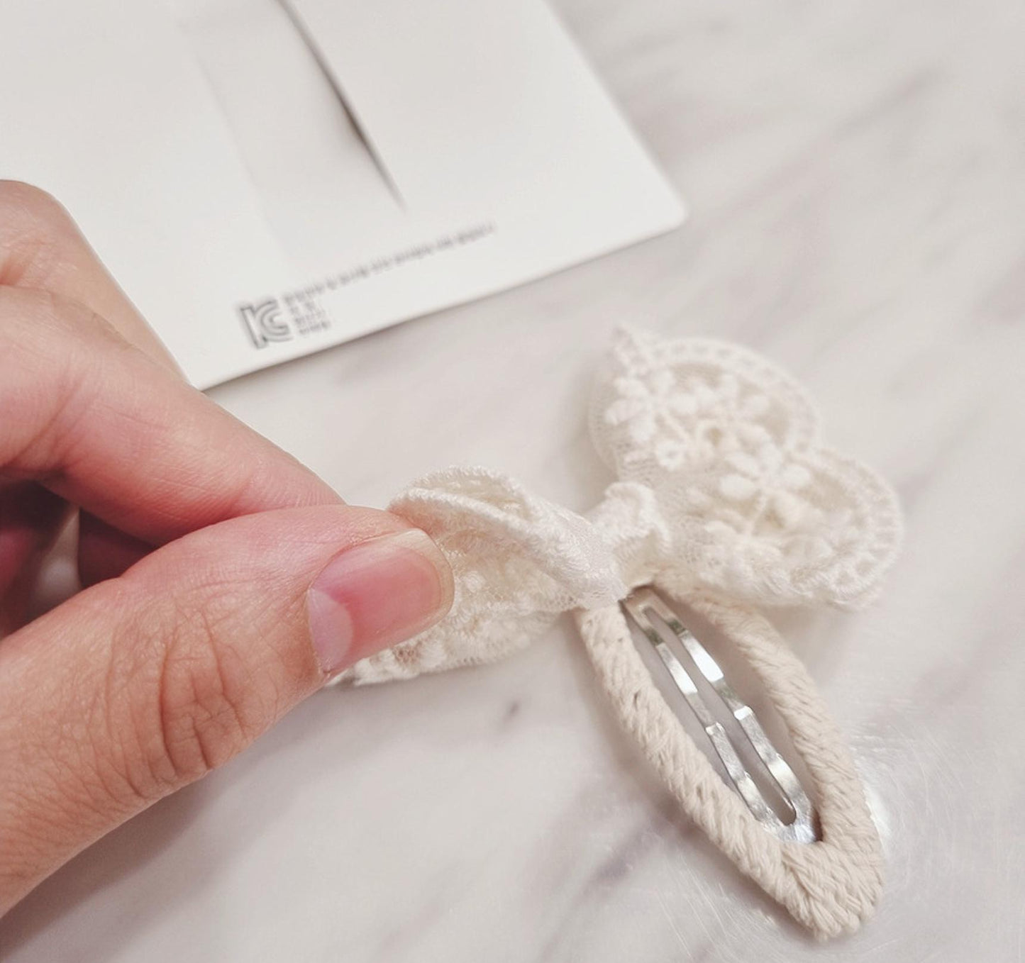 Floral Lace Bow Hair Clip boho style handmade snap clip mom and daughter matching style Korean lace fashion safe for child [with Pinkluvme]