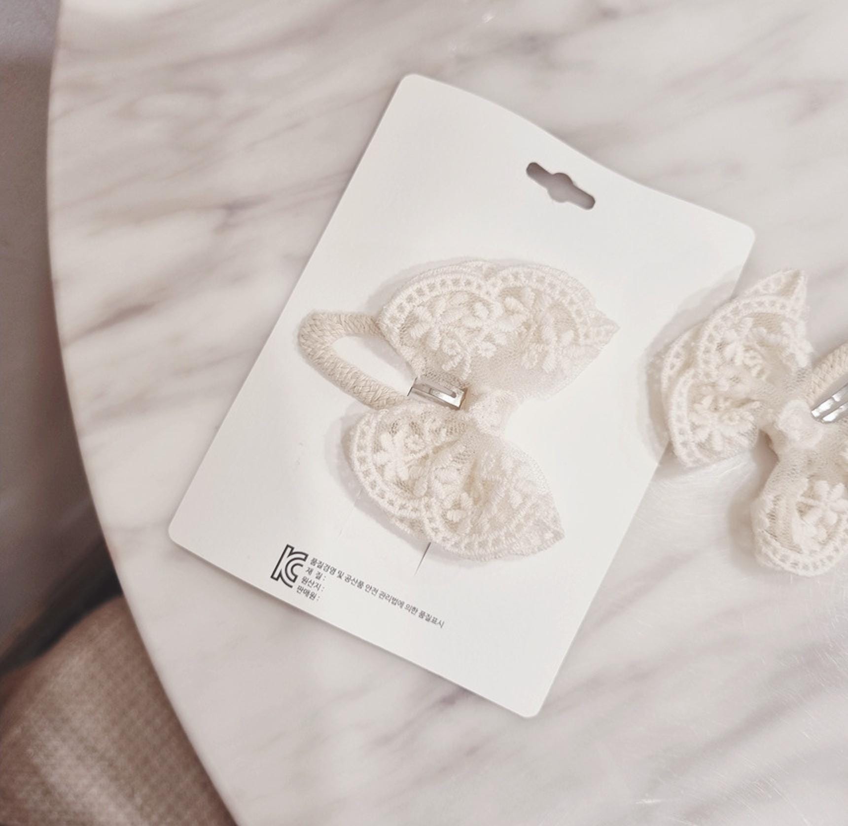 Floral Lace Bow Hair Clip boho style handmade snap clip mom and daughter matching style Korean lace fashion safe for child [with Pinkluvme]