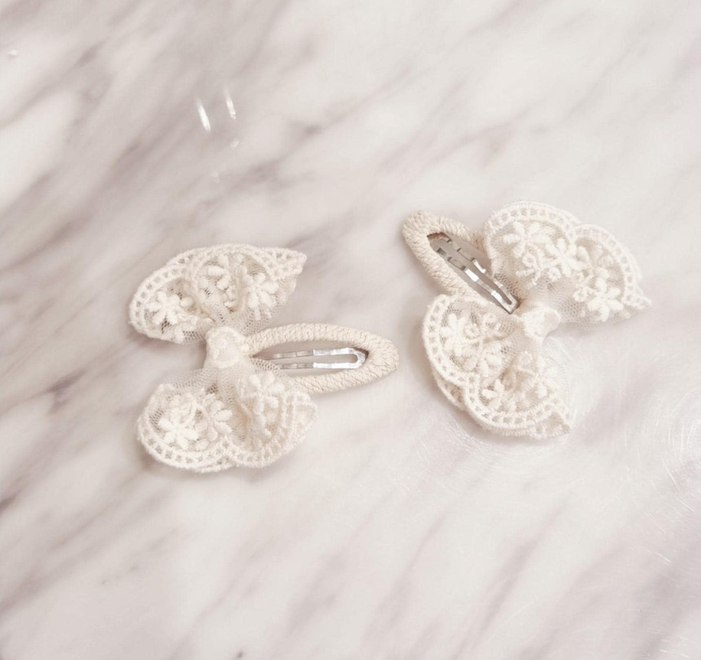 Floral Lace Bow Hair Clip boho style handmade snap clip mom and daughter matching style Korean lace fashion safe for child [with Pinkluvme]