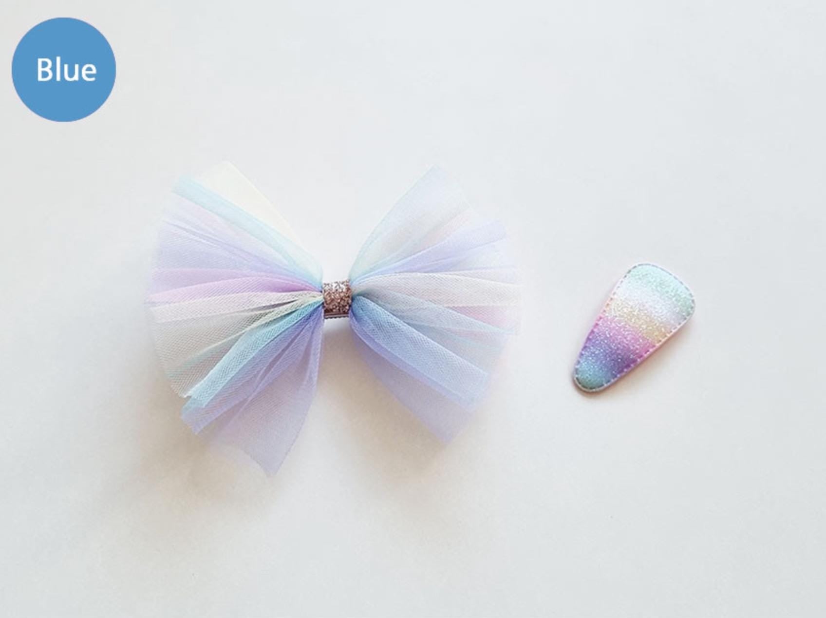 Pastel Dream Chiffon Ribbon Hair Clip Set free random rainbow snap clip Korean handmade Kpop idol birthday party princess [with Pinkluvme]