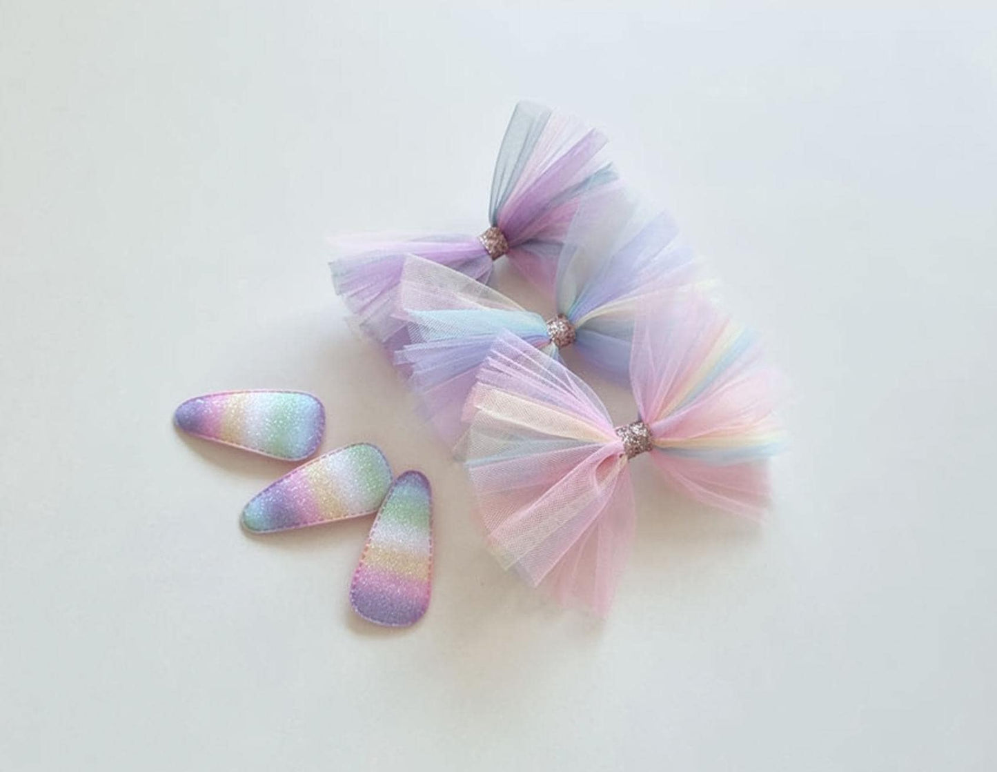 Pastel Dream Chiffon Ribbon Hair Clip Set free random rainbow snap clip Korean handmade Kpop idol birthday party princess [with Pinkluvme]