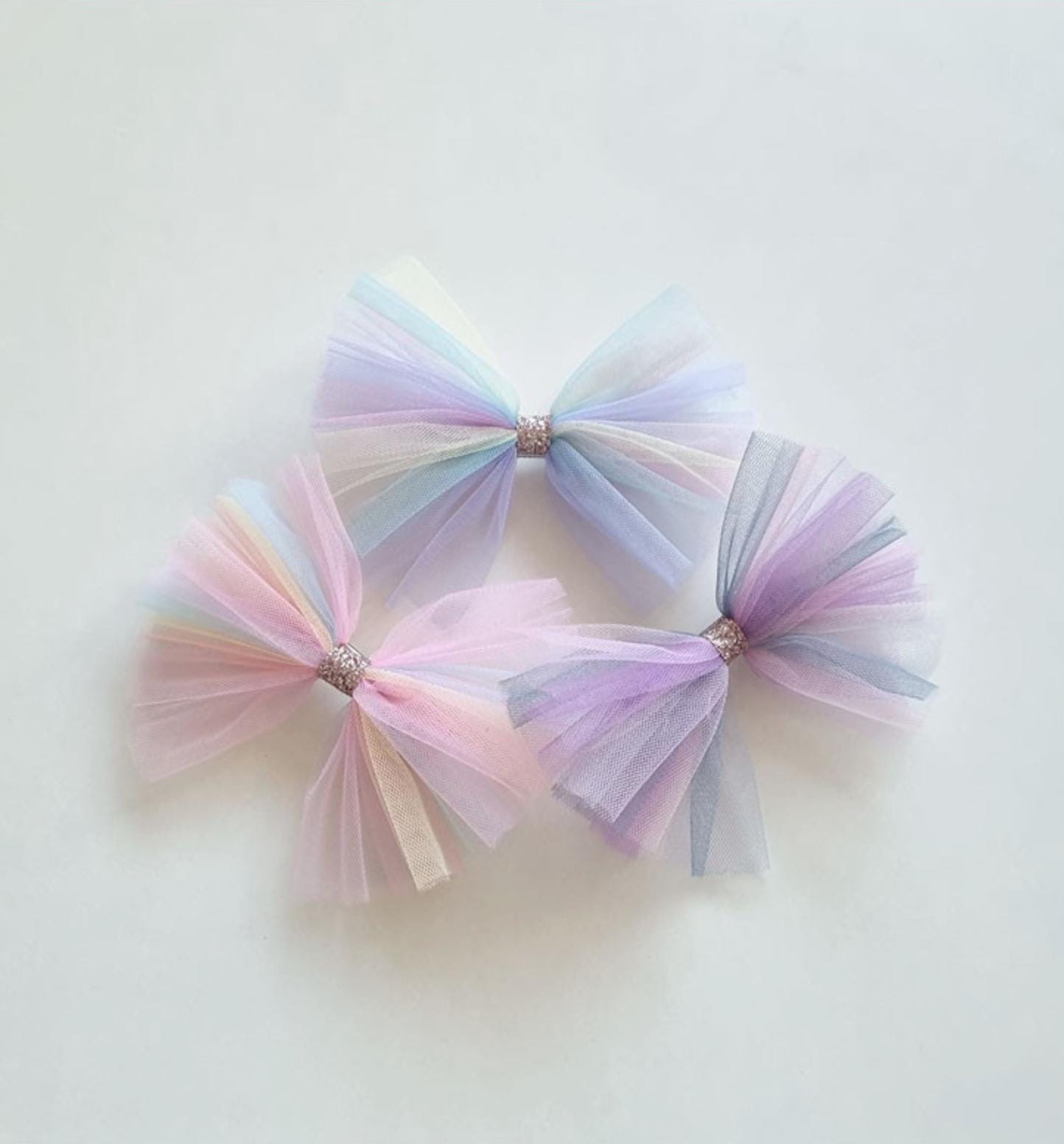 Pastel Dream Chiffon Ribbon Hair Clip Set free random rainbow snap clip Korean handmade Kpop idol birthday party princess [with Pinkluvme]