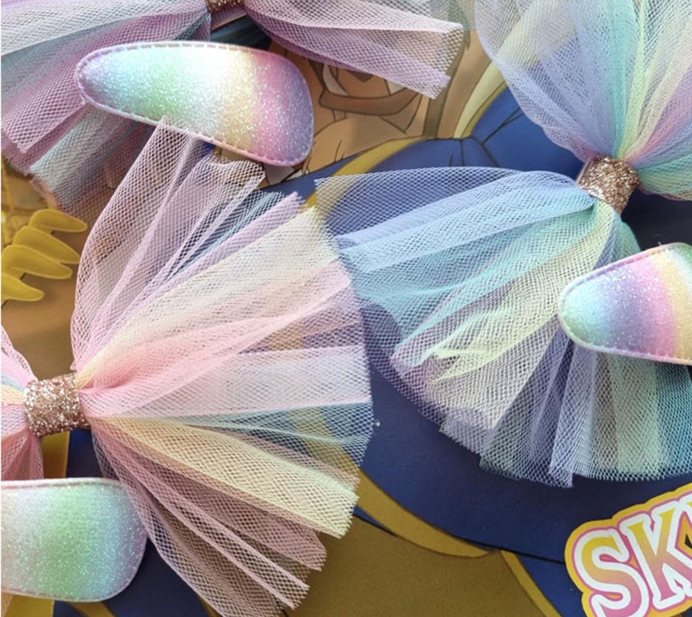 Pastel Dream Chiffon Ribbon Hair Clip Set free random rainbow snap clip Korean handmade Kpop idol birthday party princess [with Pinkluvme]