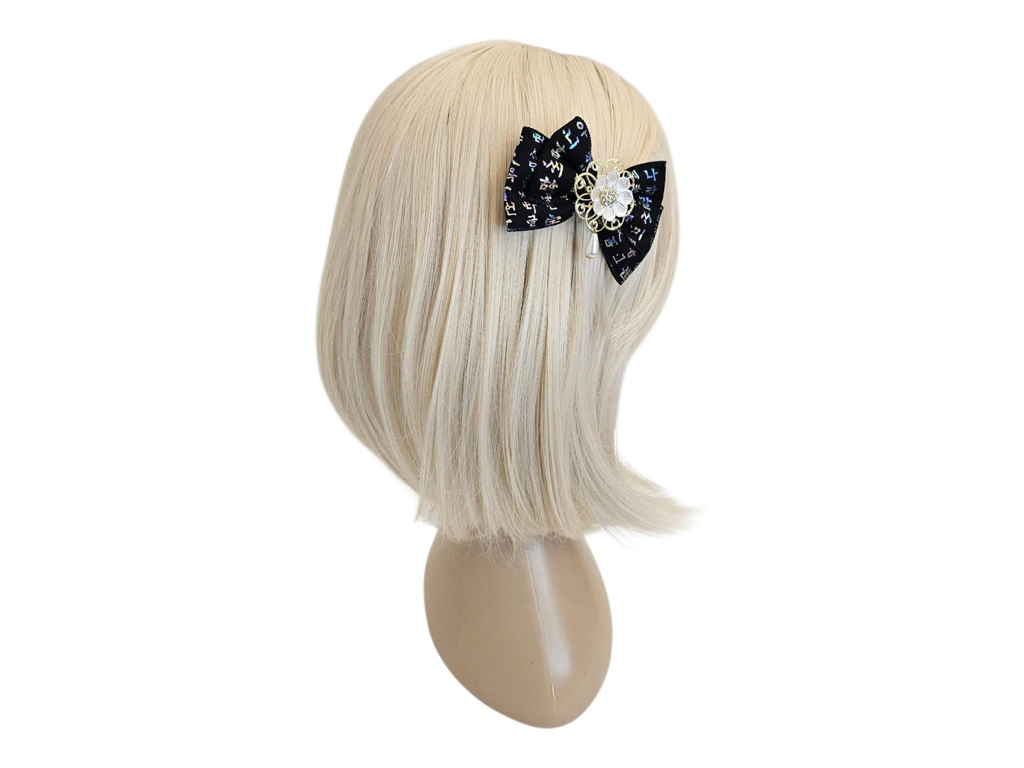 Korean Traditional Hair Bow Baessi Flower Pin 4 different pattern print hanbok seollal chuseok doljanchi layered ribbon [with Pinkluvme]