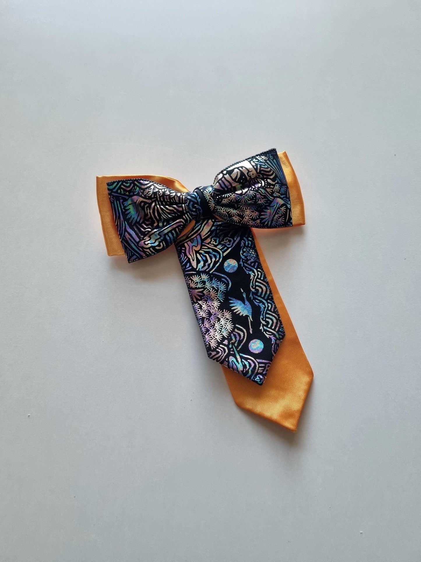 Korean Mother-of-Pearl Print Bow Daenggi Hair Clip white pink red yellow navy Kpop idol style chuseok seollal traditional [with Pinkluvme]