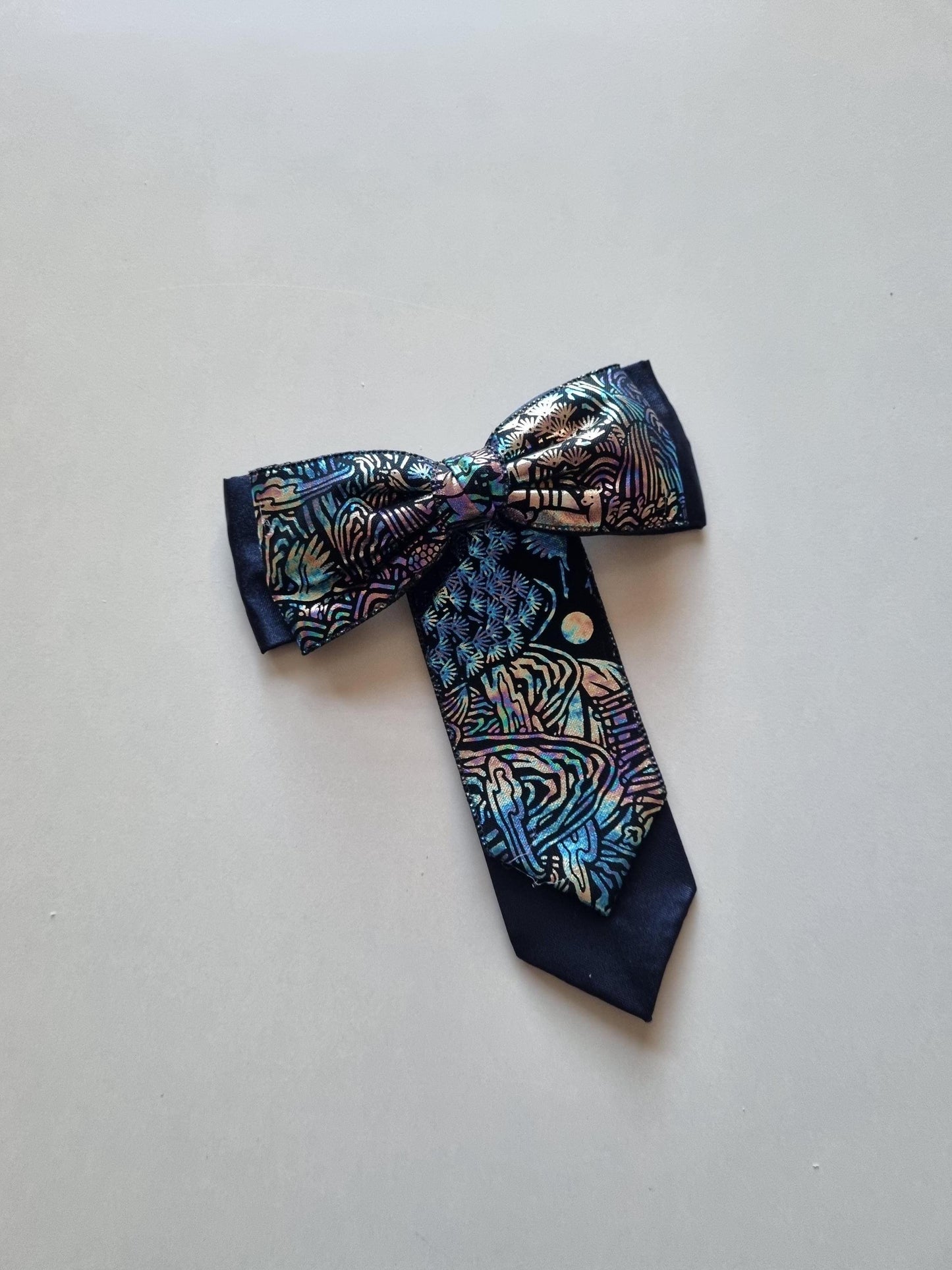 Korean Mother-of-Pearl Print Bow Daenggi Hair Clip white pink red yellow navy Kpop idol style chuseok seollal traditional [with Pinkluvme]