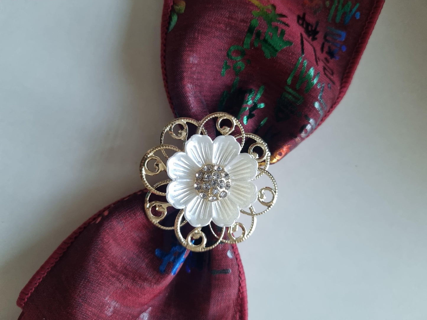 Traditional Korean Hanbok Hair Pin Elegant Daenggi Ribbon flower center red white black Kpop gift chuseok seollal doljanchi [with Pinkluvme]