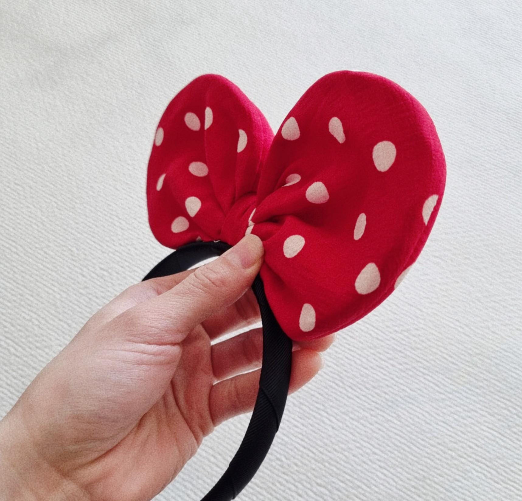 Polka Dot Party Bow Headband Handmade with Gem amusement park hairband theme park minnie snow white princess halloween hair [with Pinkluvme]
