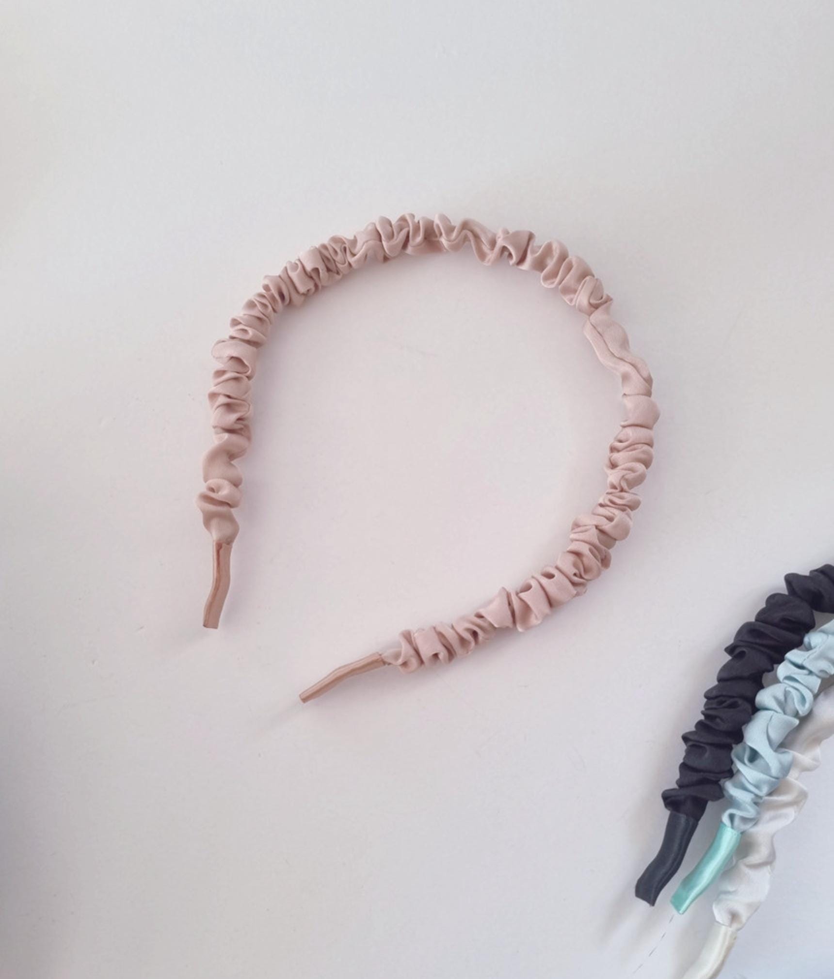 Silky Ruched Fabric Headband free size adult and children mom and daughter classic timeless pink ivory beige blue black [with Pinkluvme]