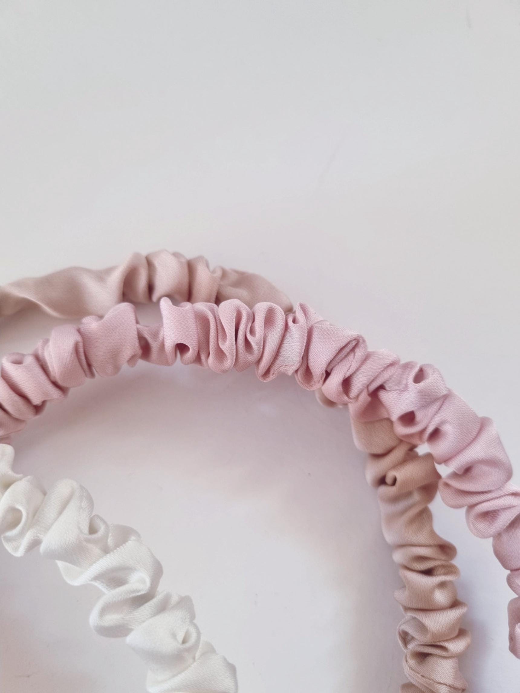 Silky Ruched Fabric Headband free size adult and children mom and daughter classic timeless pink ivory beige blue black [with Pinkluvme]