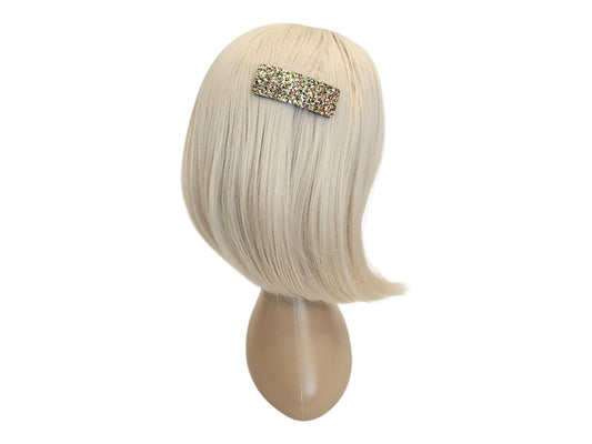 Disco Glitter Snap Hair Clips 4 colors 2 sizes Square Sparkle Pin kids retro 70s 80s party Korean Kpop idol fashion filming [with Pinkluvme]