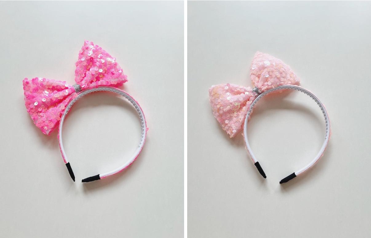 Sparkly Sequin Princess Bow Headband 6 pastel colors diagonal ribbon spangled bow hairband Kpop idol party big bow Easter [with Pinkluvme]