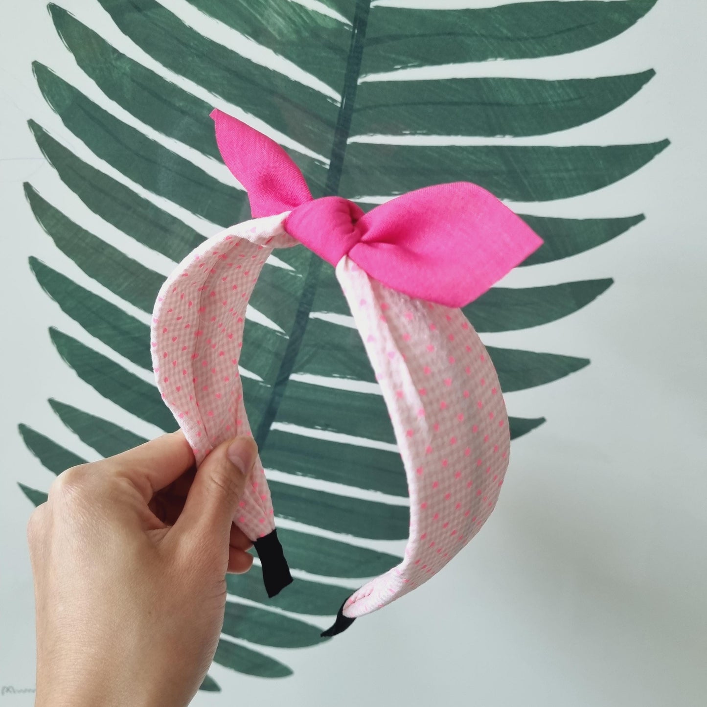 Polka Dot Checkered Bandana Headband bow ribbon pink polka dots free smiley daisy hair tie [with Pinkluvme]